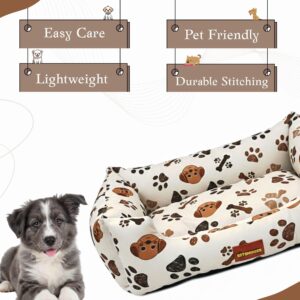 SITSNOOZE XXXL Dog Bed (45kg+) for Tibetan Mastiff, Saint Bernard, Bully Kutta - Giant Orthopedic Washable Mattress, Heavy Duty Calming Sofa Lounger, Waterproof Cushion (Beige Printed, XXXL)