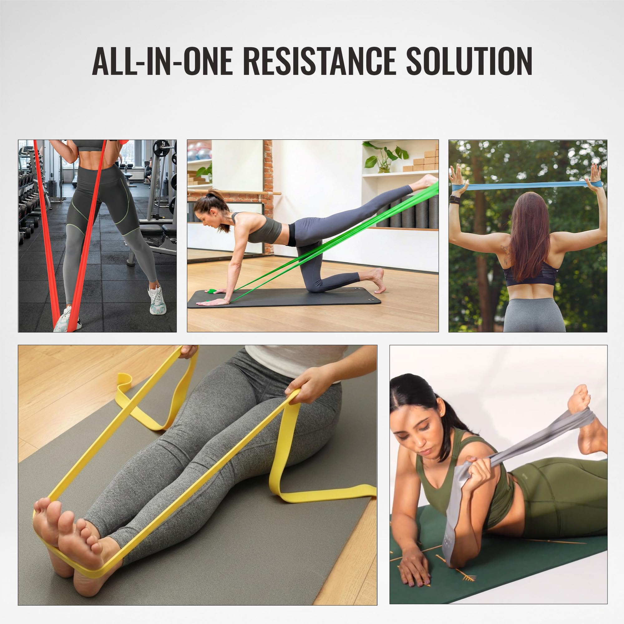 Wiselife Professional Latex Resistance Thera Band (Heavy Resistance) | 48x4 inch | 100% Natural | for Warm-Up, Stretching, Cardio, Strength Training, Home Fitness, Exercise, Gym Workout & Yoga (Grey)