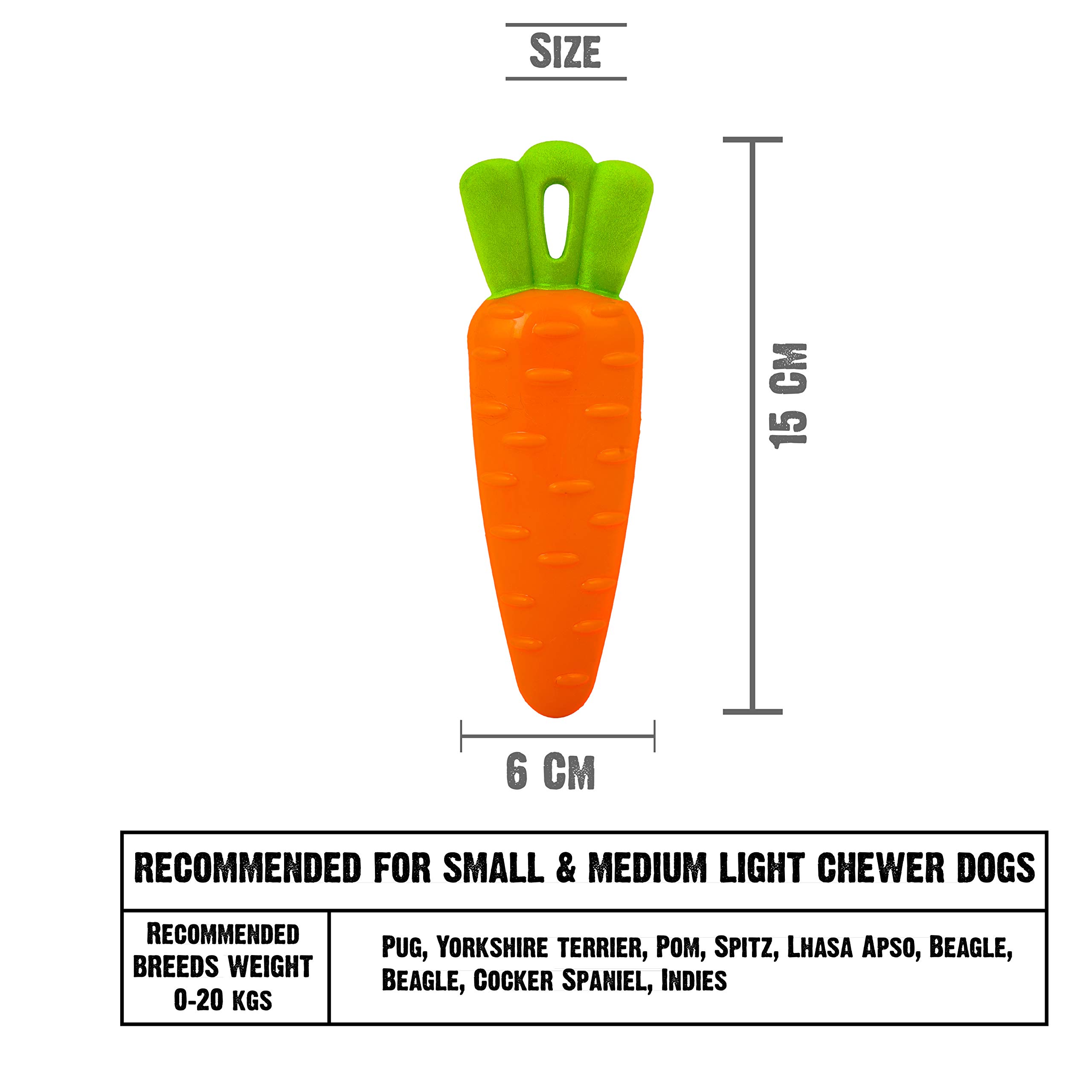 Goofy Tails Dog Toys, Veggie Series Carrot Squeaky Chew Toys for Dogs & Puppies, Squeaky Toys for Dogs, Small & Medium Breeds