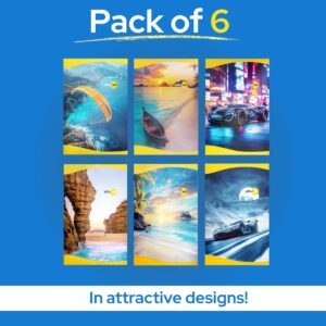 Navneet Youva | Soft Cover Long Notebook for Student | A4 Size (21cm X 29.7cm) | Single Line 172 Pages | Pack of 6