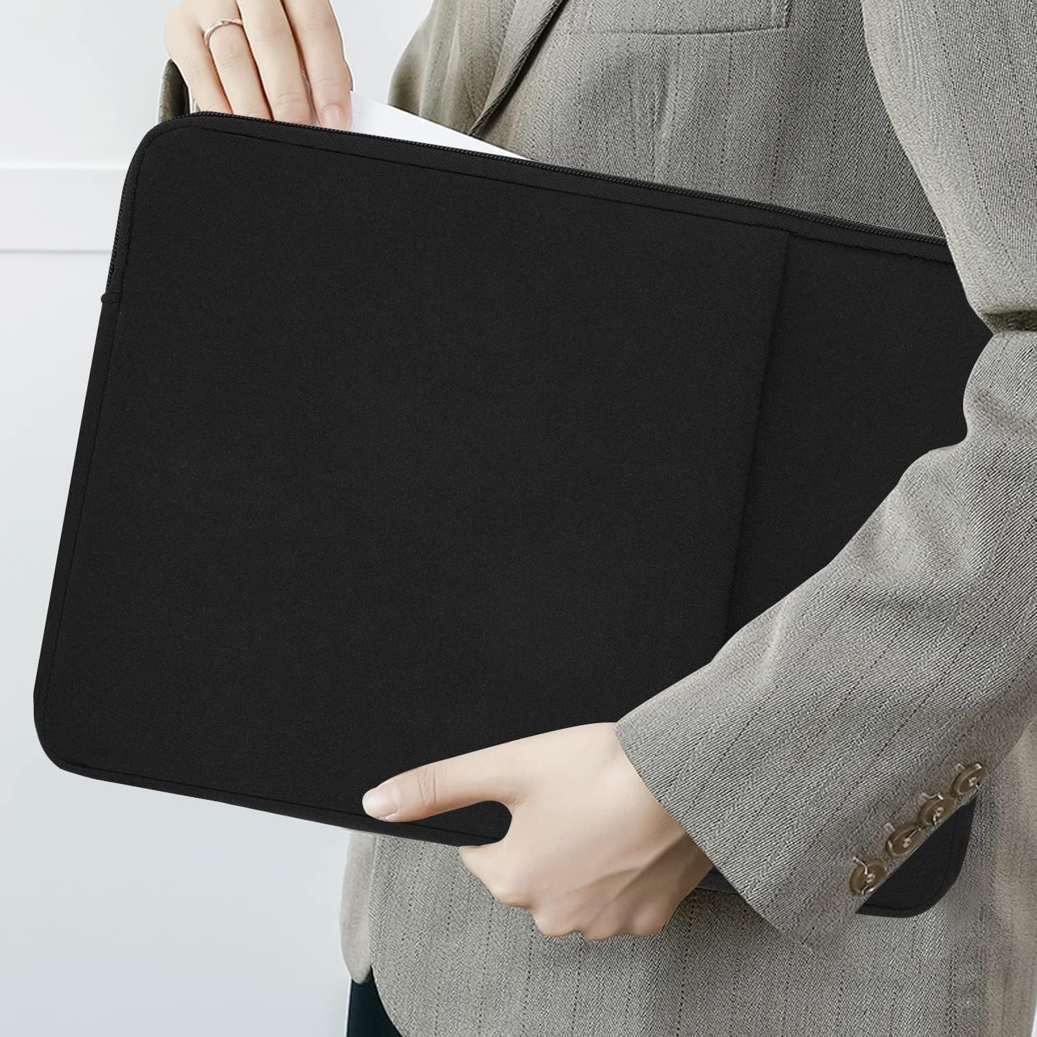 Dyazo 14-14.1 Inch Slim Laptop Sleeve | Water-Resistant & Protective Carrying Case with Front Pocket | Laptop Bag Compatible for MacBook, HP, Dell, Lenovo, Acer, Asus and Other Notebooks (Black)