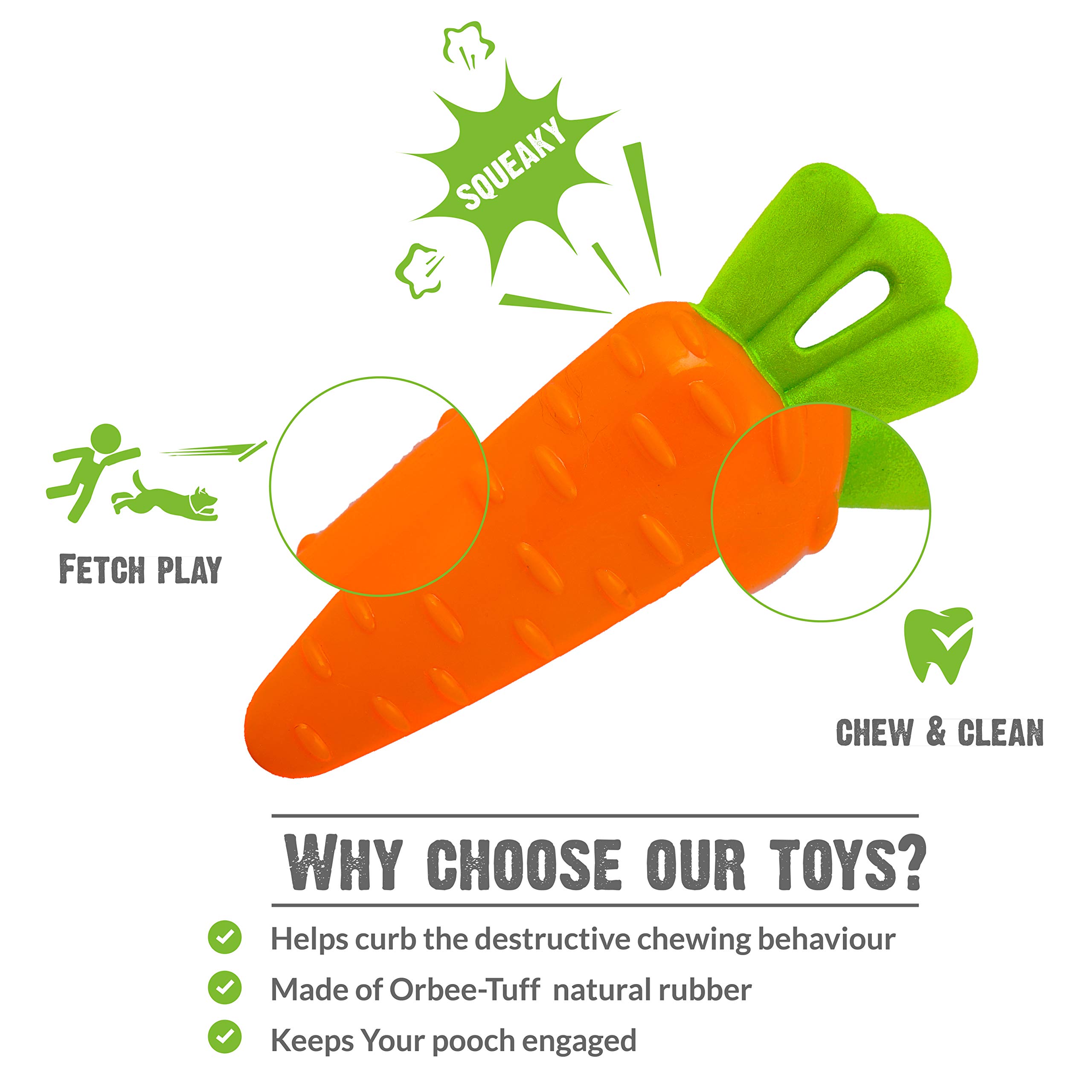 Goofy Tails Dog Toys, Veggie Series Carrot Squeaky Chew Toys for Dogs & Puppies, Squeaky Toys for Dogs, Small & Medium Breeds