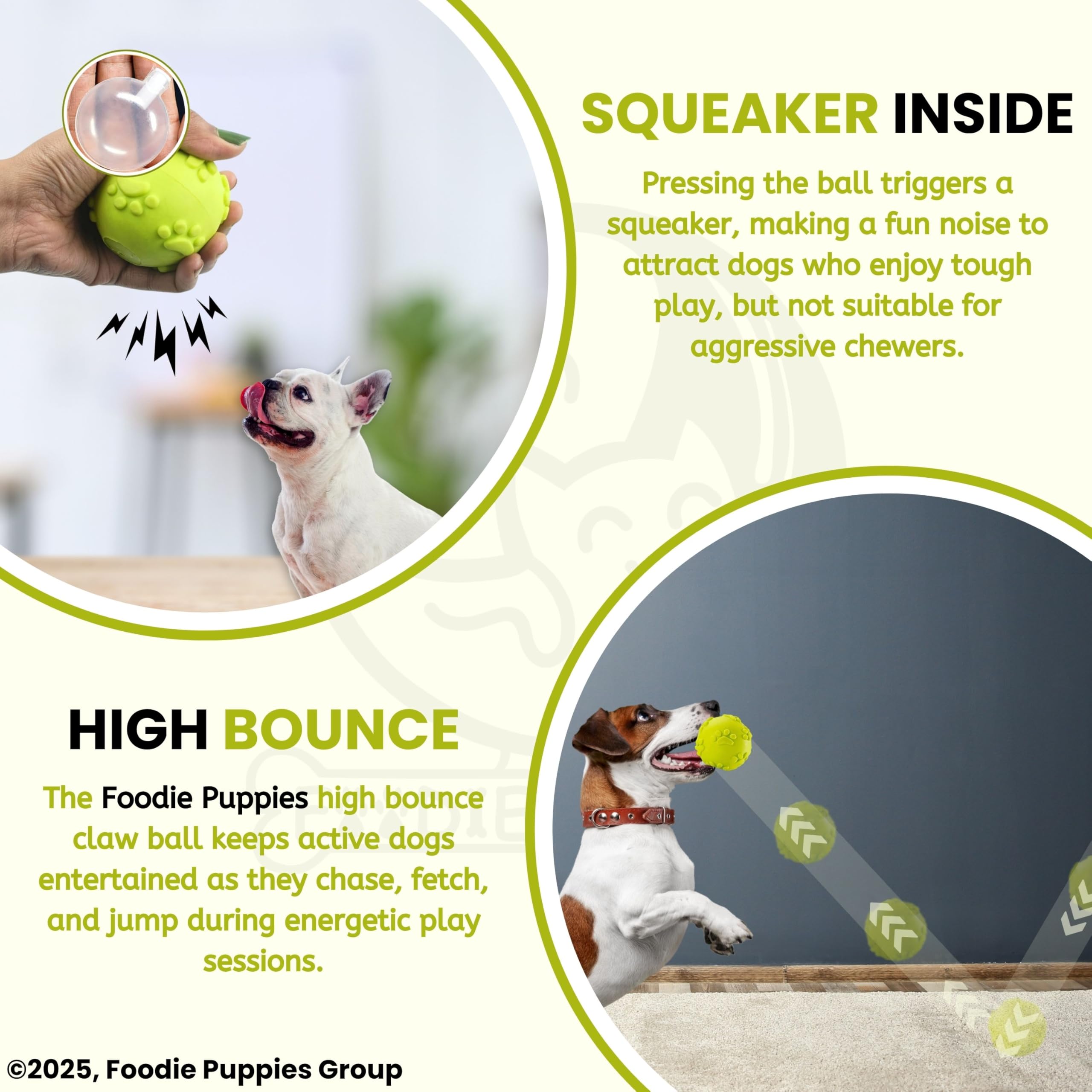 Latex Rubber Squeaky Dog Chew Ball Toy - (Claw Ball, Small) Durable and Safe Fetch Teething Dog Toy for Puppies and Small to Medium Dogs, Paw Design Helps to Clean Teeth (Diameter, 6cm)