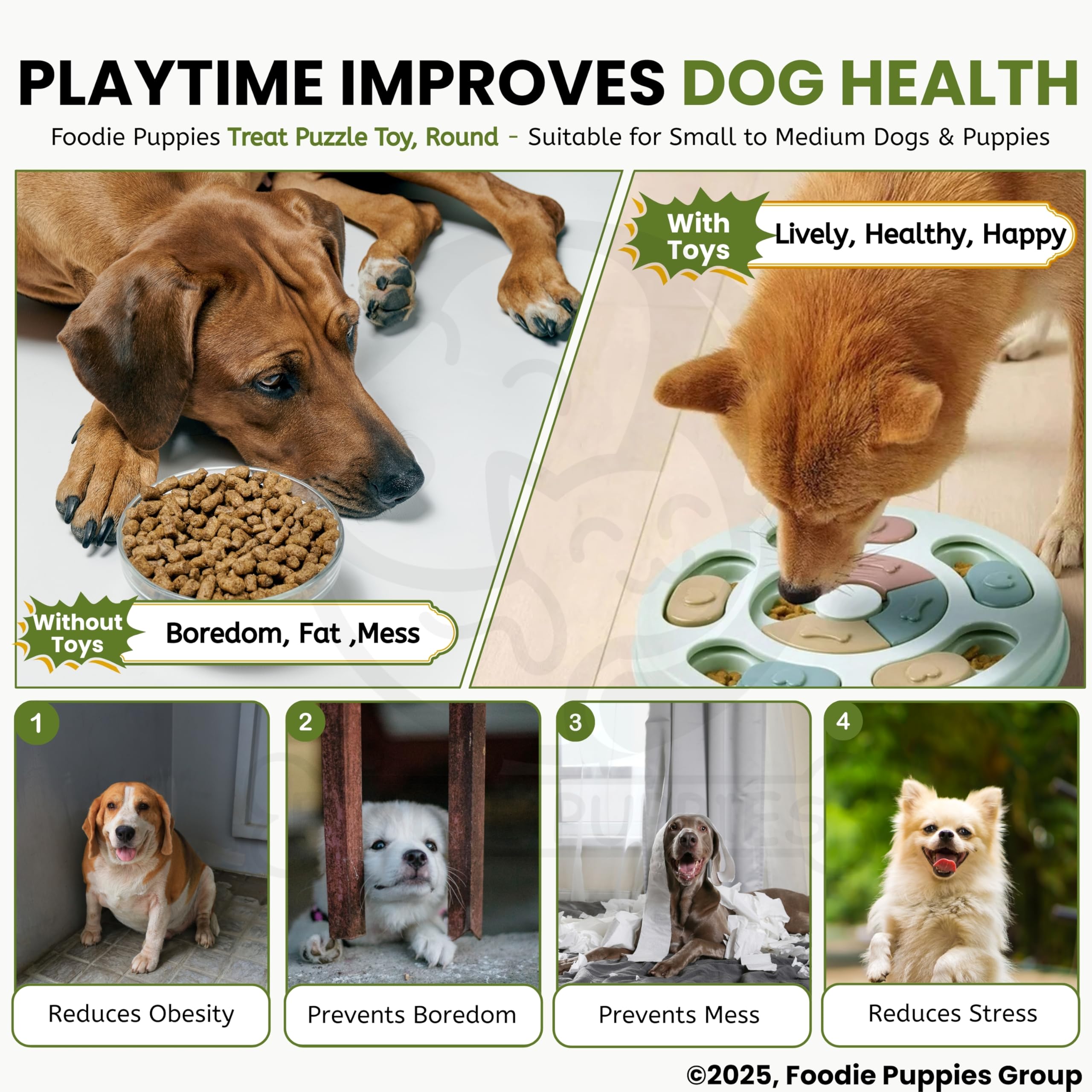Foodie Puppies Pet Puzzle Toy for Dispensing Treats, Pet Toys Game for Training and Slow Feed, Non-Slip Feeder Designed for Dog, Puppies, Cats and Kittens (Round Shape) (Multicolour)