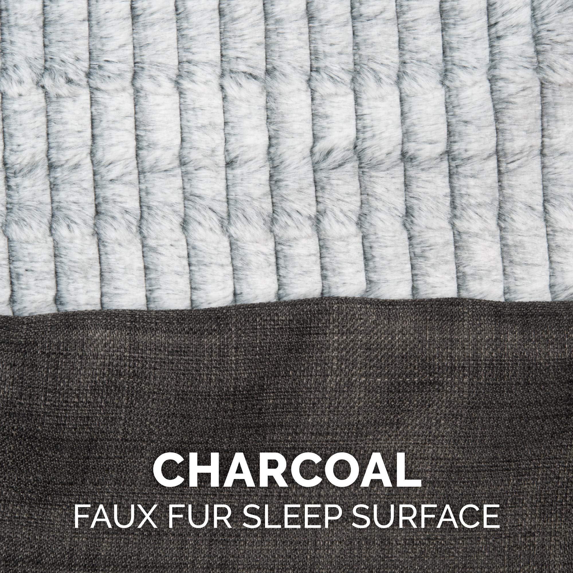 Furhaven Pet Bed for Dogs and Cats - Luxe Fur and Performance Linen Sofa-Style Cooling Gel Foam Dog Bed, Removable Machine Washable Cover - Charcoal, Jumbo (X-Large)