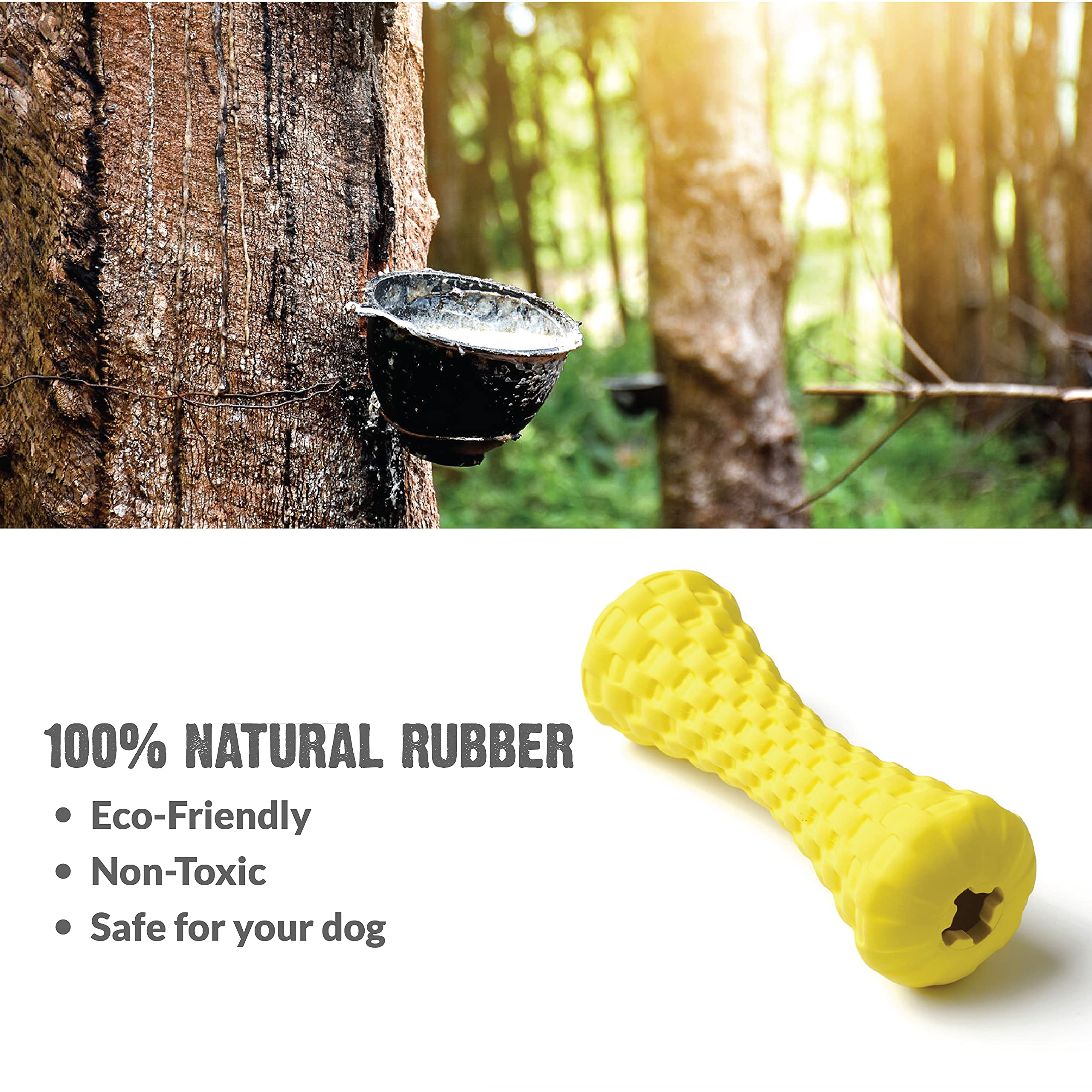 Goofy Tails Dog Toys, Rubber Dumbbell Treat Dispensing Toys for Dogs, Non-Toxic Chew Toys for Dogs, Ideal Interactive Dog Toy for All Breeds and Sizes